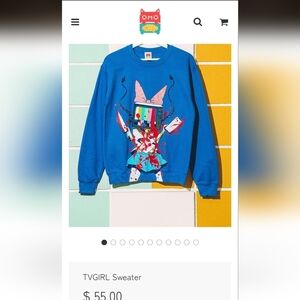 OMOCAT TVGIRL Blue Graphic Sweater